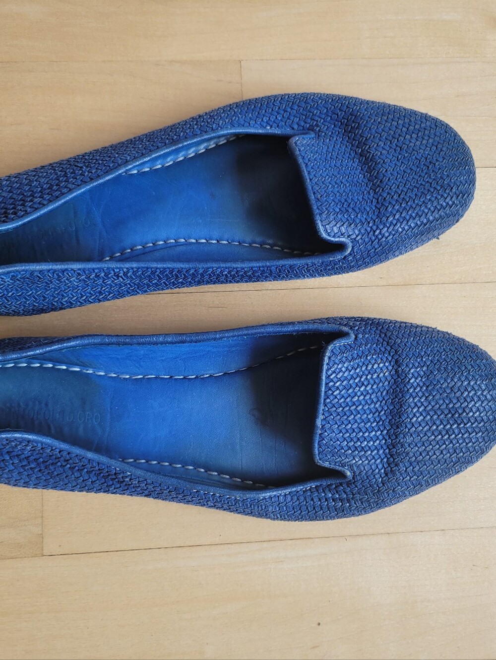 Woven Navy Blue Women's Slip-On Loafers